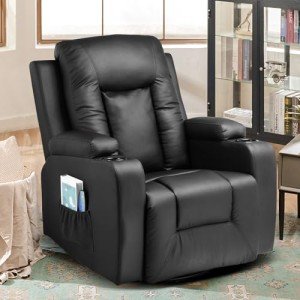 COMHOMA Reclining Rocking Chair with Cupholder and Massage