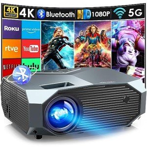 YOWHICK 4K WiFi Bluetooth Outdoor Movie Projector