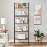 Rustic 5-Tier Industrial Ladder Shelf