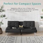 Flamaker Modern Folding Futon Sofa Bed with Cup Holders