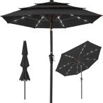 10ft Solar Patio Umbrella with LED Lights