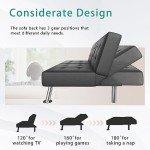 Flamaker Modern Folding Futon Sofa Bed with Cup Holders