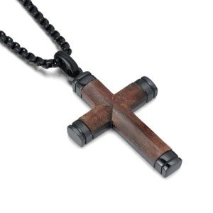 Sandalwood Cross Necklace for Men with Chain