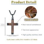 Sandalwood Cross Necklace for Men with Chain