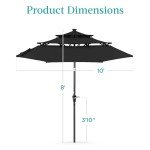 10ft Solar Patio Umbrella with LED Lights