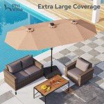 13ft Double-Sided Patio Umbrella with LED Lights