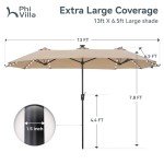 13ft Double-Sided Patio Umbrella with LED Lights