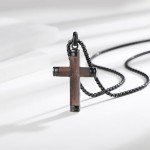 Sandalwood Cross Necklace for Men with Chain