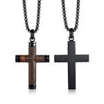 Sandalwood Cross Necklace for Men with Chain