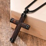 Sandalwood Cross Necklace for Men with Chain