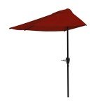Red 9 ft Half Patio Umbrella with Crank