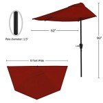 Red 9 ft Half Patio Umbrella with Crank