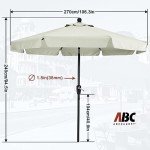 9ft Light Beige Patio Umbrella with Tilt & Crank