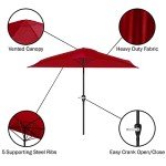 Red 9 ft Half Patio Umbrella with Crank