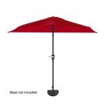 Red 9 ft Half Patio Umbrella with Crank