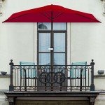 Red 9 ft Half Patio Umbrella with Crank