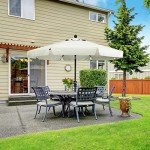 9ft Light Beige Patio Umbrella with Tilt & Crank