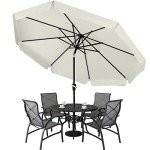 9ft Light Beige Patio Umbrella with Tilt & Crank