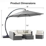 12 FT Heavy Duty Curvy Cantilever Umbrella