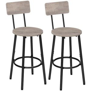 Set of 2 Greige & Black Bar Stools
