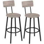 Set of 2 Greige & Black Bar Stools