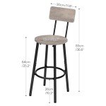 Set of 2 Greige & Black Bar Stools