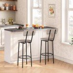 Set of 2 Greige & Black Bar Stools