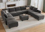 HONBAY Grey Modular Sleeper Sofa with Storage