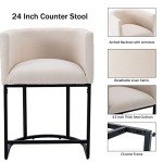 Cream Linen Bar Stools Set of 3 - 24