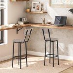 Set of 2 Greige & Black Bar Stools