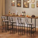 Set of 2 Greige & Black Bar Stools