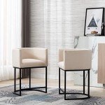 Cream Linen Bar Stools Set of 3 - 24