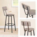 Set of 2 Greige & Black Bar Stools