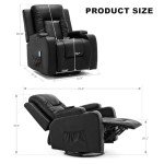COMHOMA Reclining Rocking Chair with Cupholder and Massage