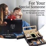 Leather Valet Tray with Charging Station for Men