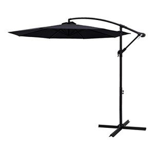 Black 10 ft Offset Patio Umbrella for Mancaves