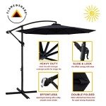 Black 10 ft Offset Patio Umbrella for Mancaves