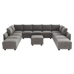 HONBAY Grey Modular Sleeper Sofa with Storage
