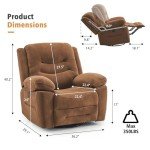 Retro Brown Power Recliner with Massage & Heat