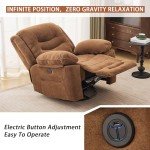 Retro Brown Power Recliner with Massage & Heat