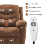 Retro Brown Power Recliner with Massage & Heat