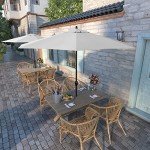 9' Round Aluminum Market Umbrella with Auto Tilt