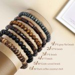 Men's Leather Wrap Wooden Beads Bracelet