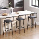 Stylish Black Counter Height Bar Stools - Set of 2