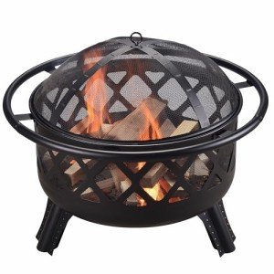 30-Inch Round Steel Outdoor Fire Pit in Black