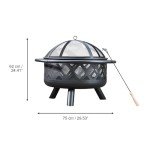 30-Inch Round Steel Outdoor Fire Pit in Black