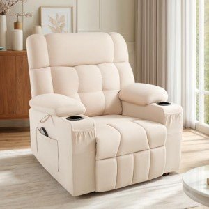 Oversized Swivel Recliner Chair with Cupholder