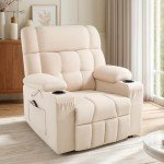 Oversized Swivel Recliner Chair with Cupholder