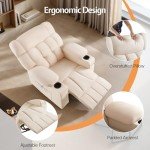 Oversized Swivel Recliner Chair with Cupholder