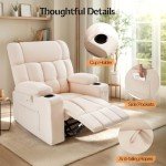Oversized Swivel Recliner Chair with Cupholder